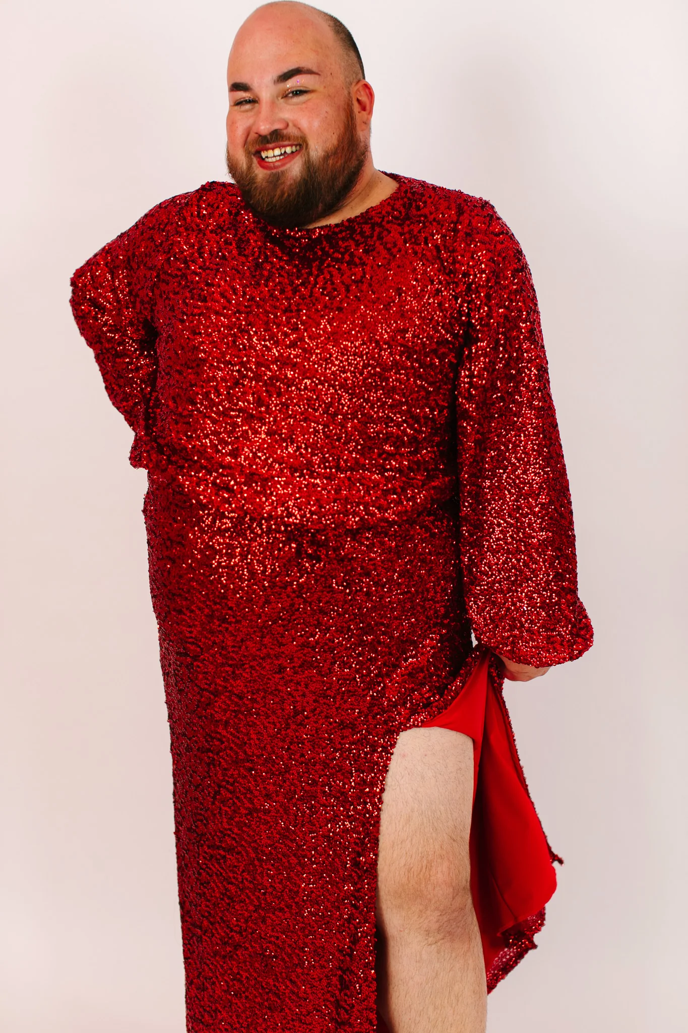 Red Sequin Slit Skirt - Image 6