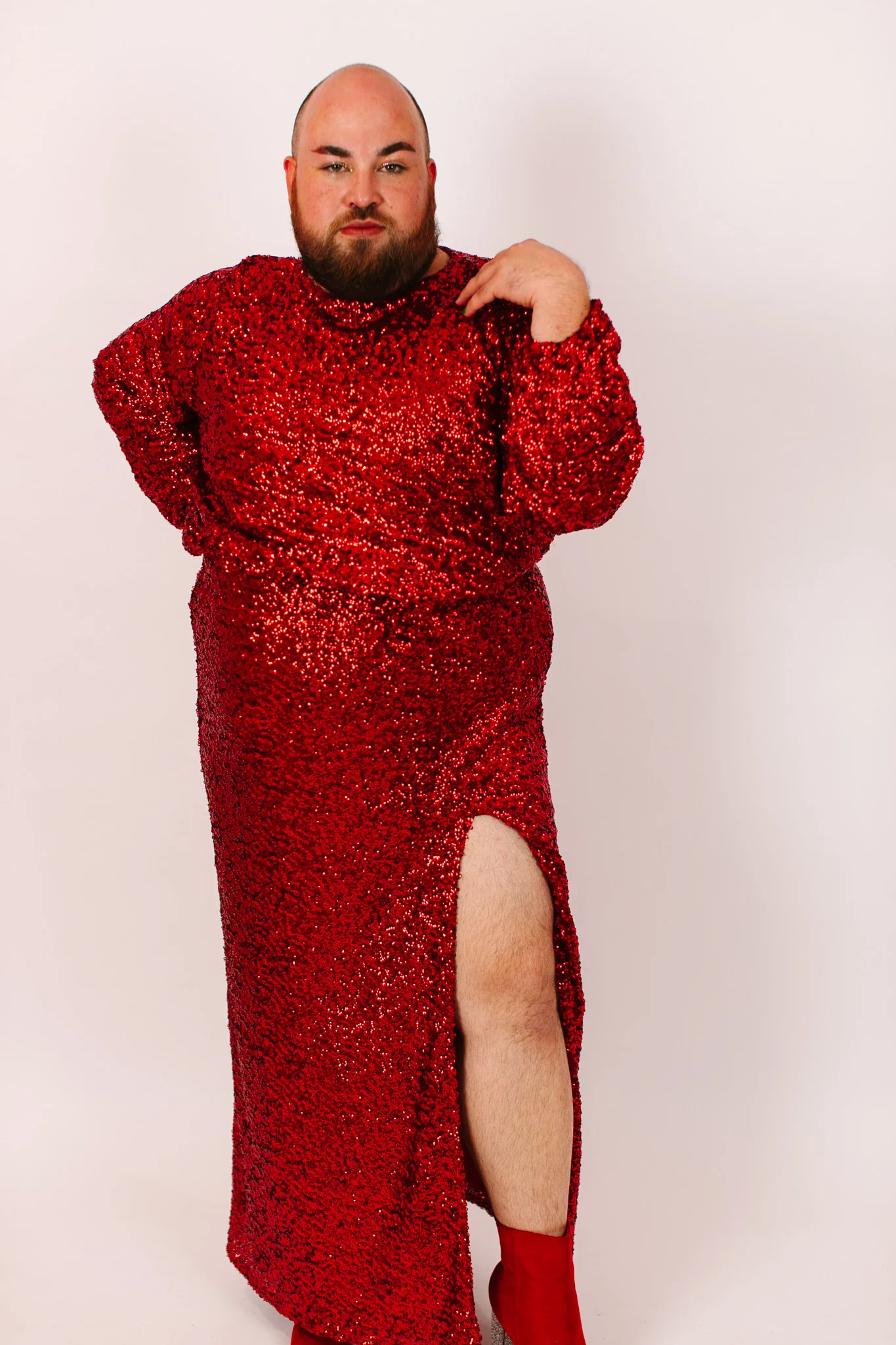 Red Sequin Slit Skirt - Image 9