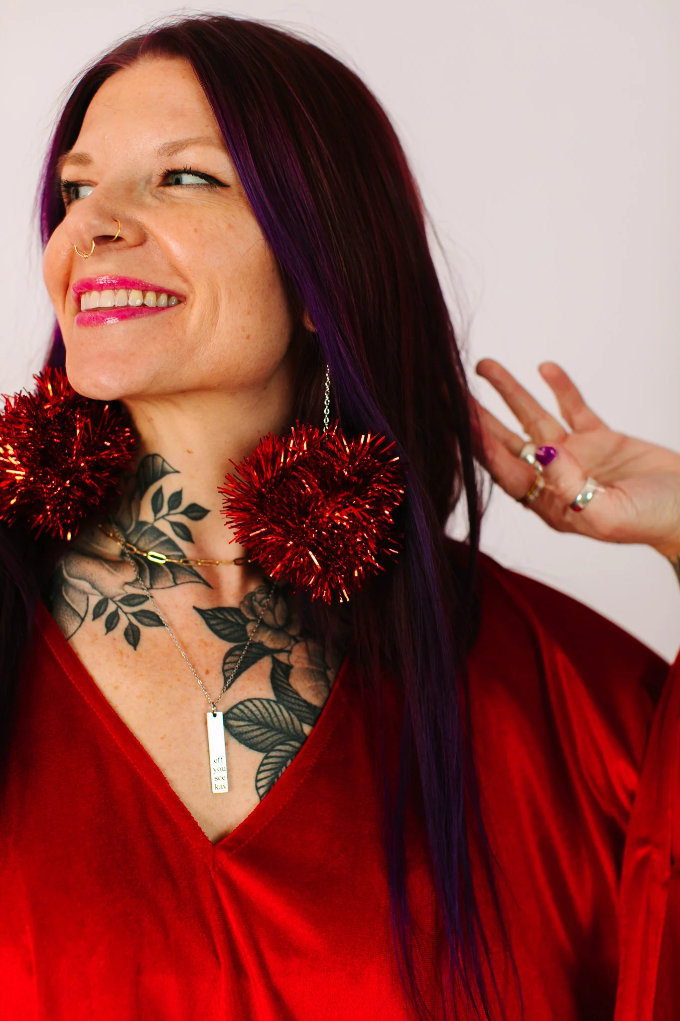Red Pom Pom Earrings