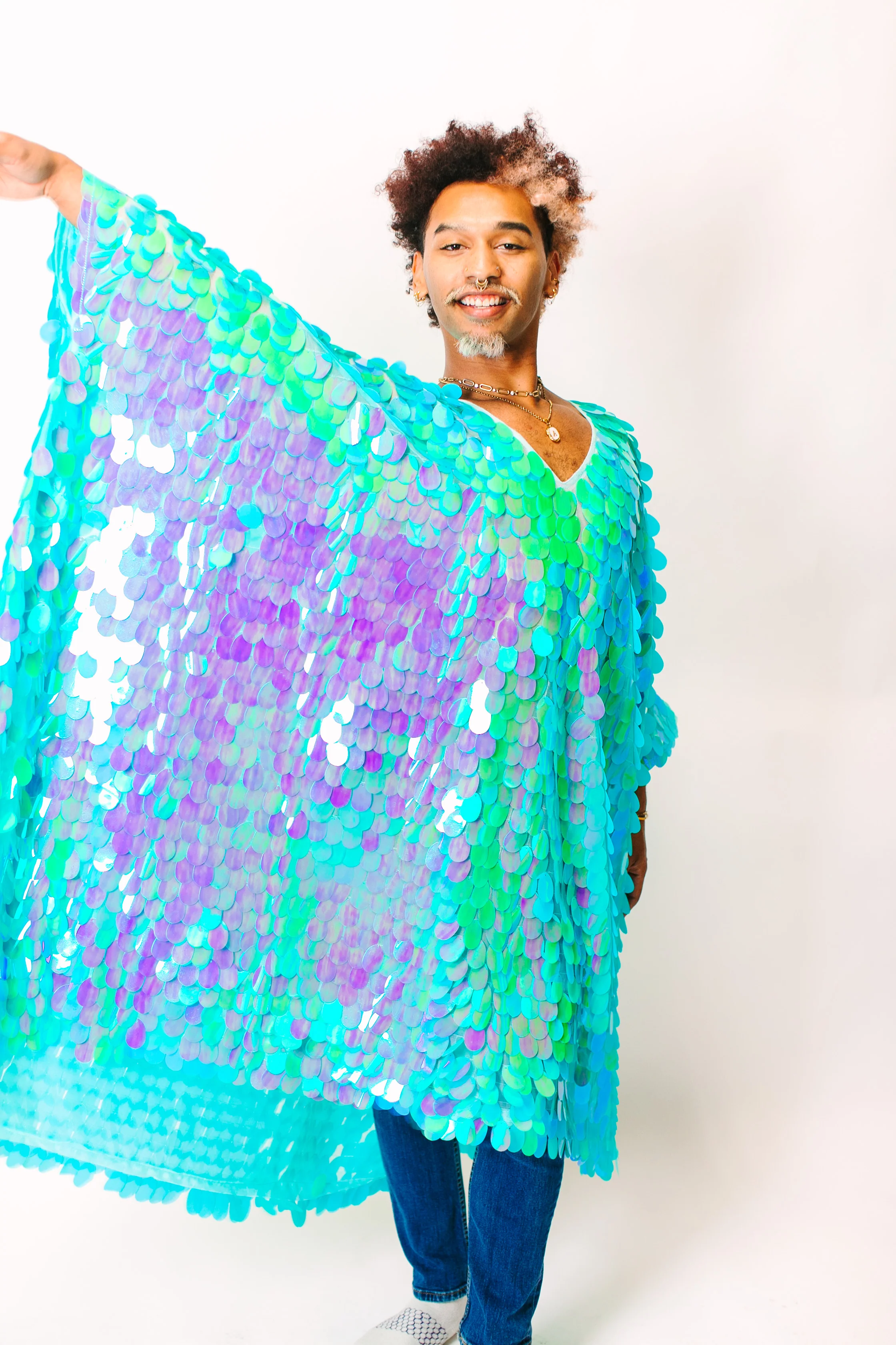 Seafoam Jumbo Paillette Mid Caftan