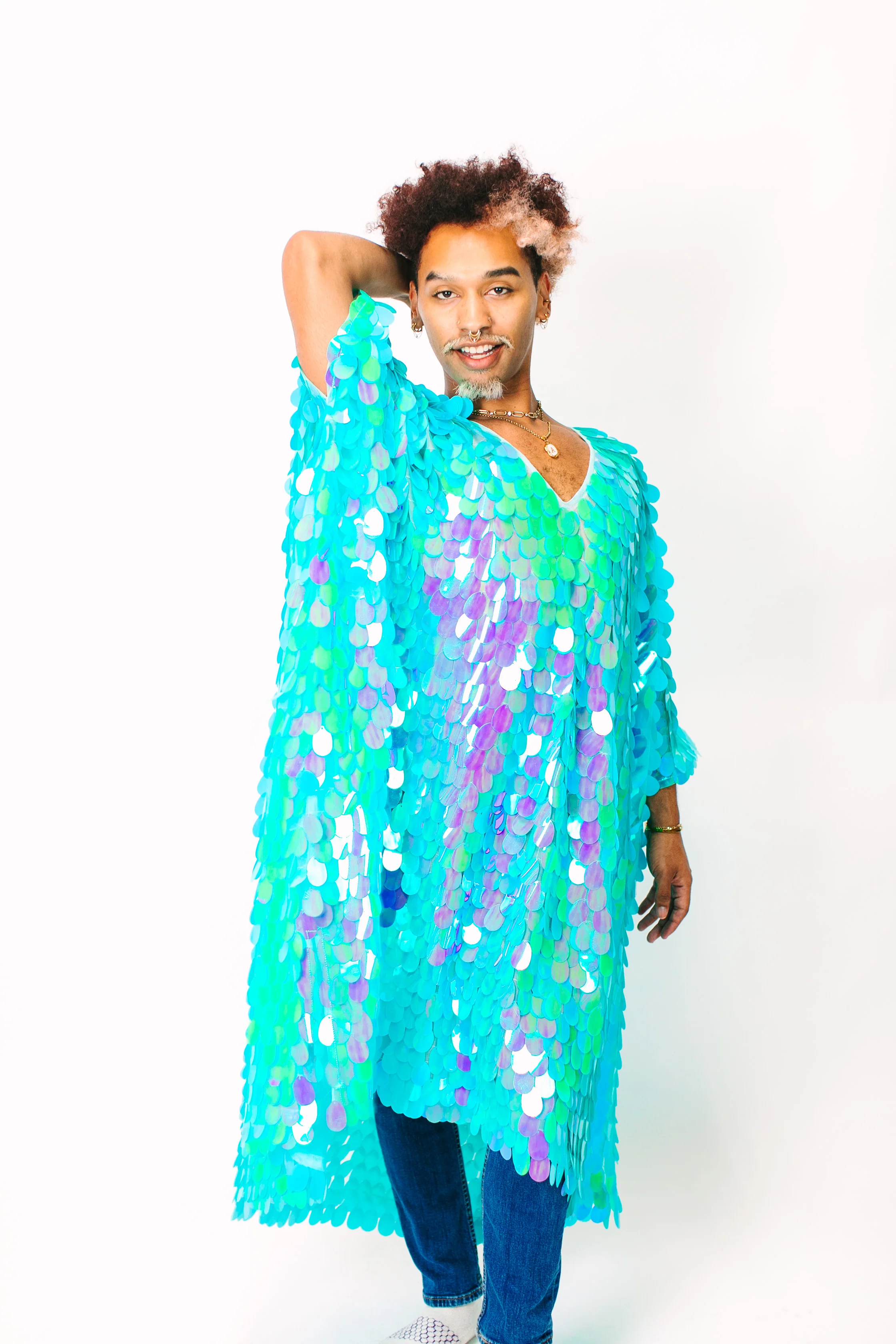 Seafoam Jumbo Paillette Mid Caftan - Image 11