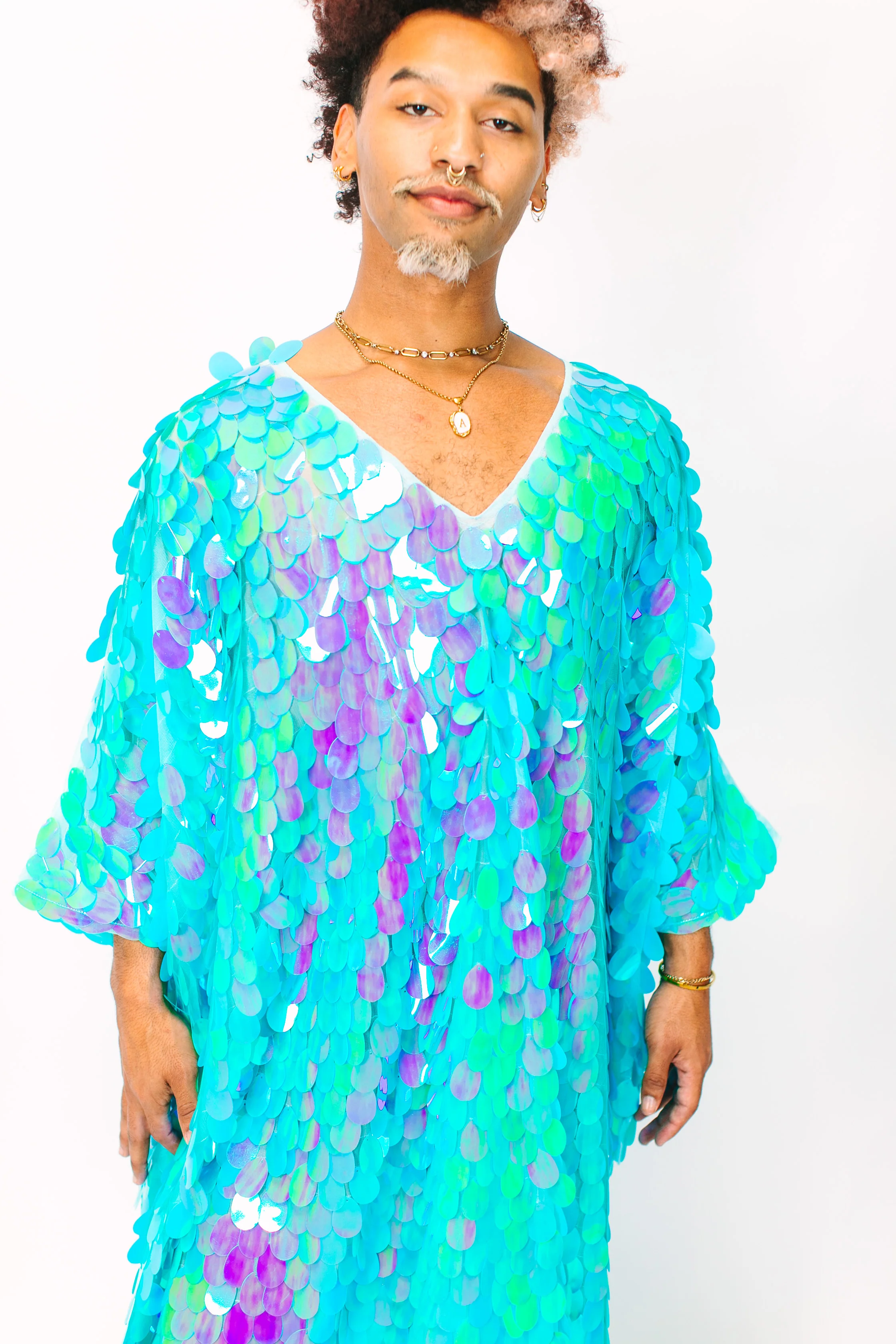 Seafoam Jumbo Paillette Mid Caftan - Image 4