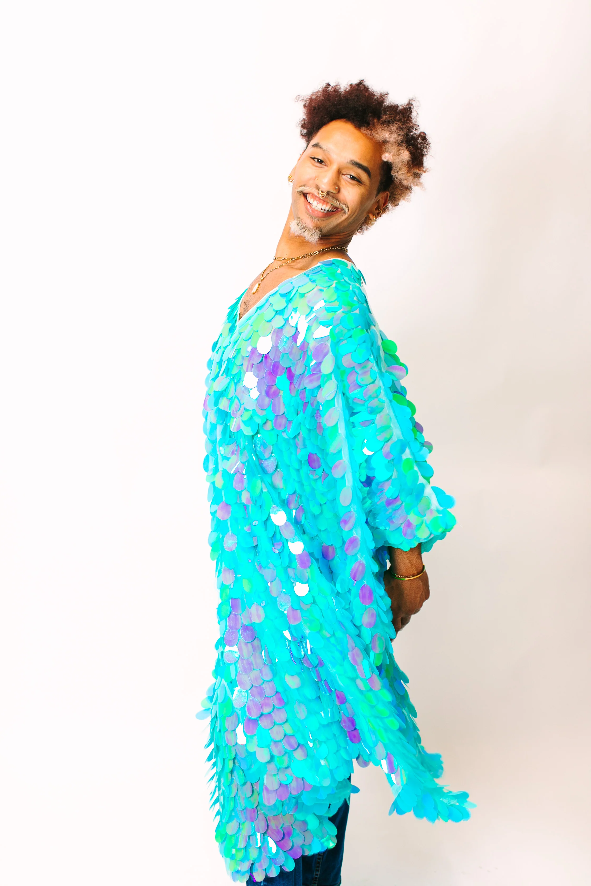 Seafoam Jumbo Paillette Mid Caftan - Image 8