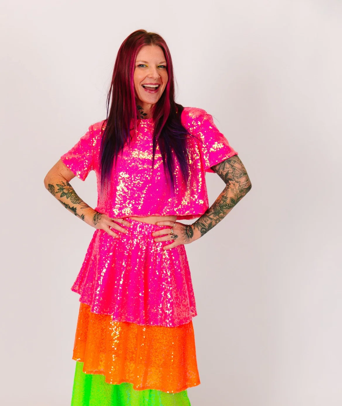 Sherbet 3-Tiered Sequin Skirt - Image 3