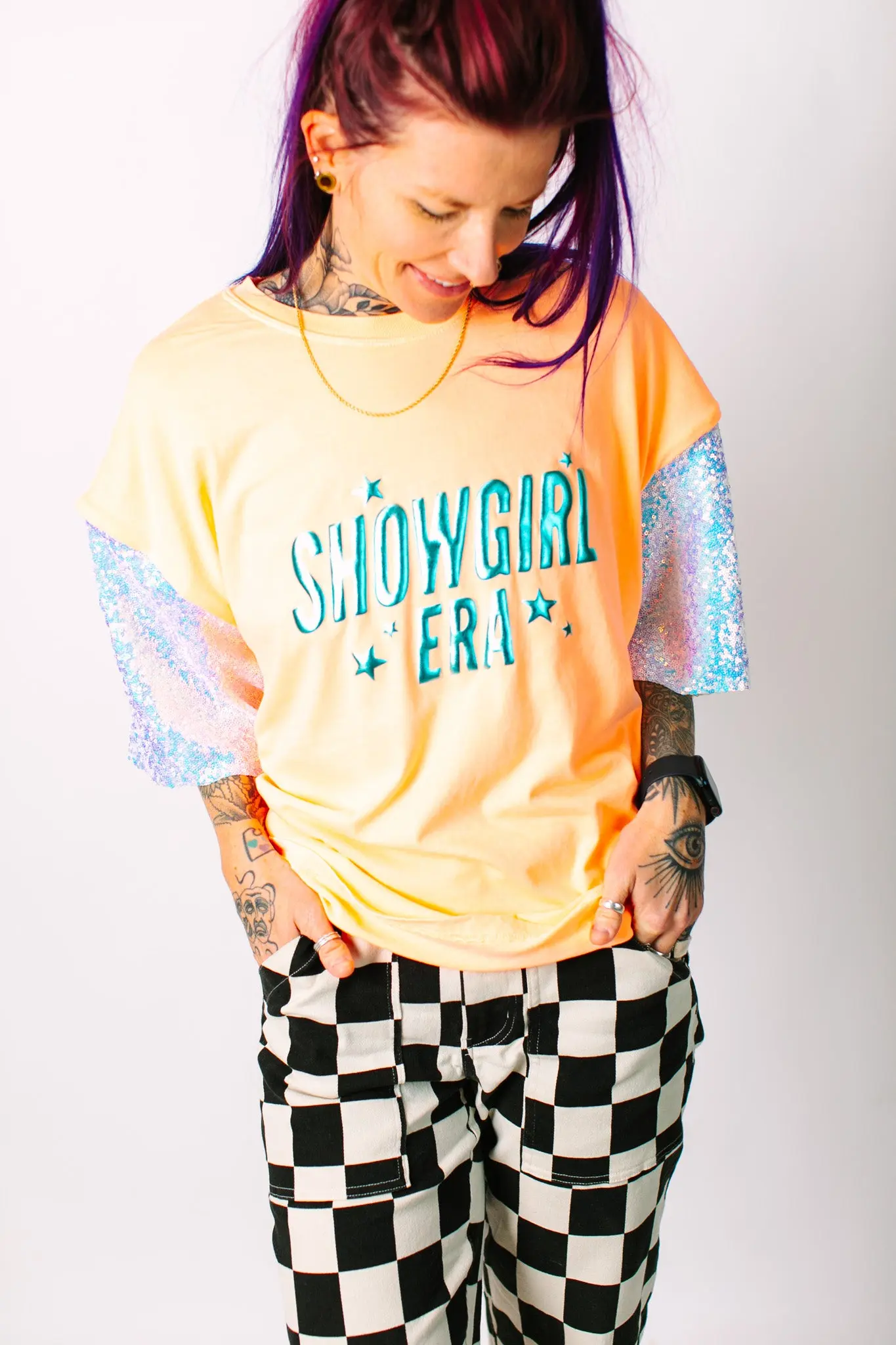 Showgirl Iridescent Sequin Party Tee