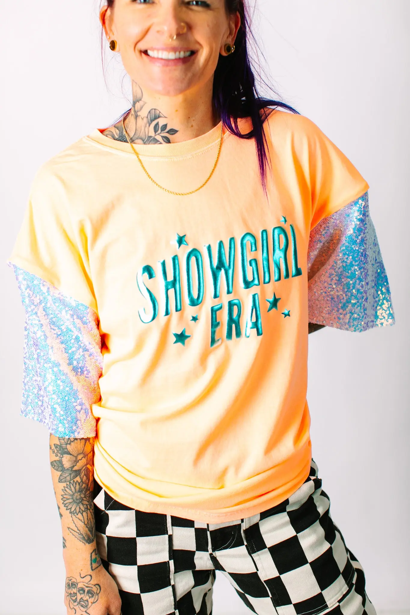 Showgirl Iridescent Sequin Party Tee - Image 2