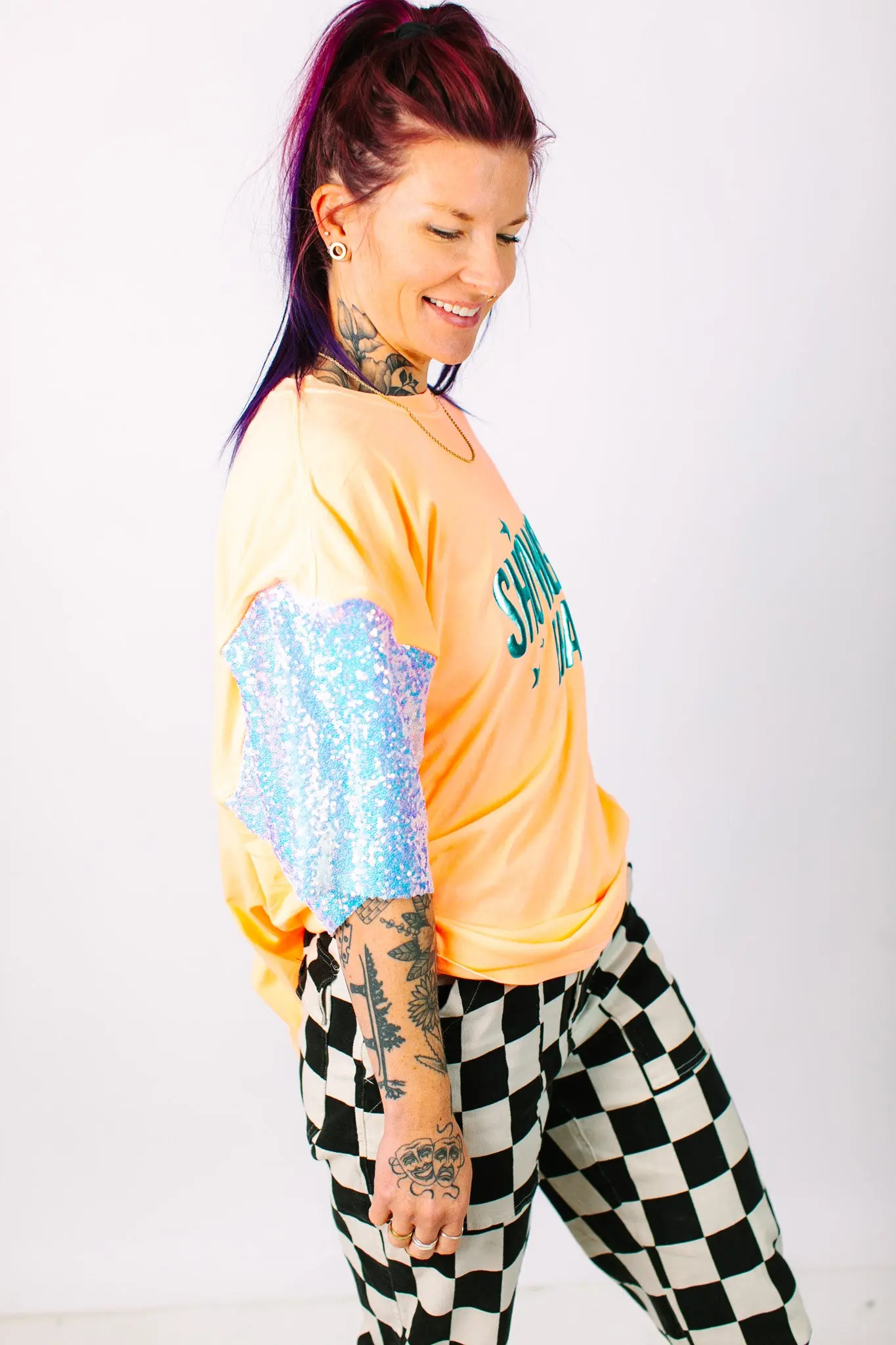 Showgirl Iridescent Sequin Party Tee - Image 3