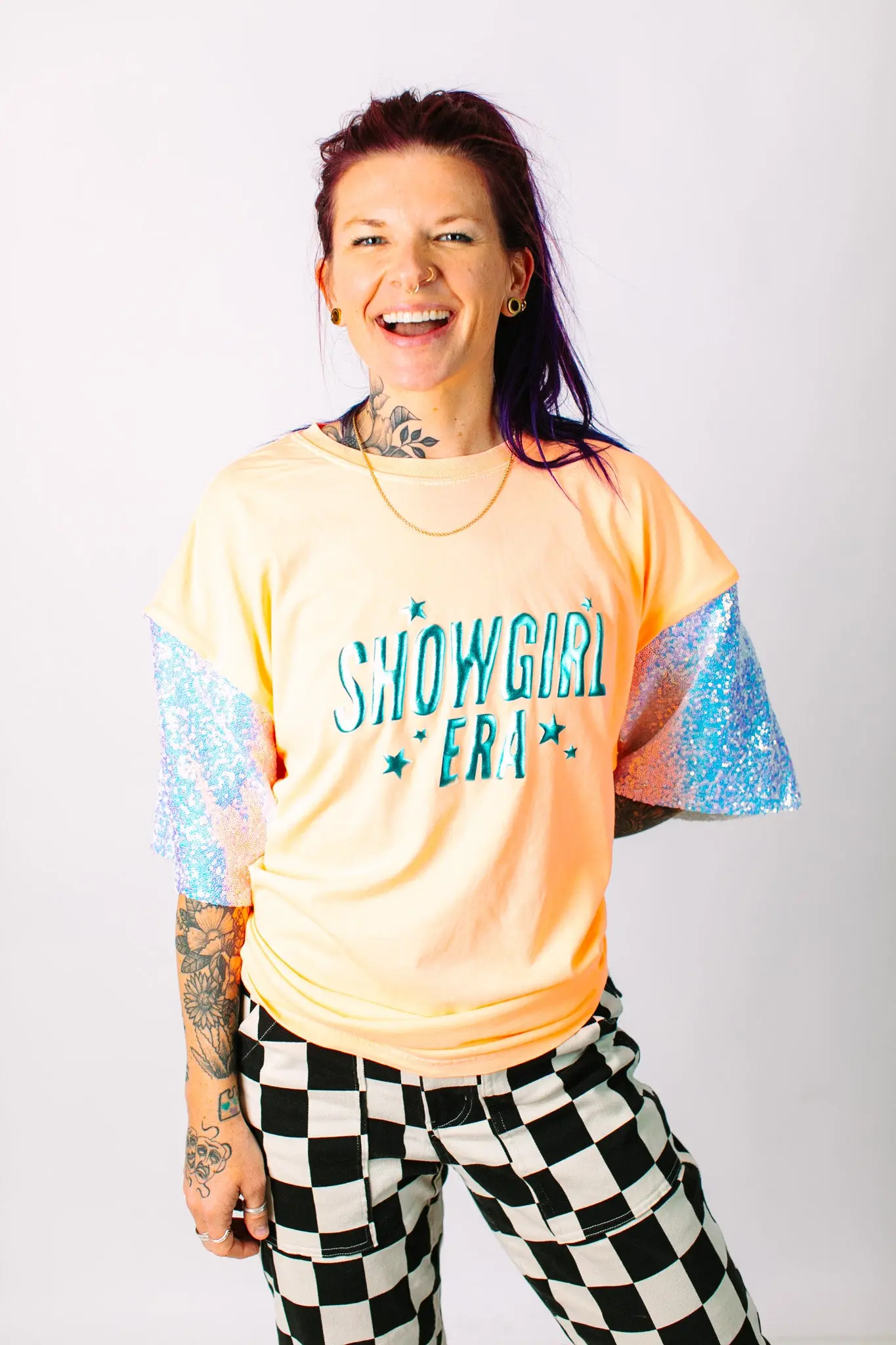 Showgirl Iridescent Sequin Party Tee - Image 4