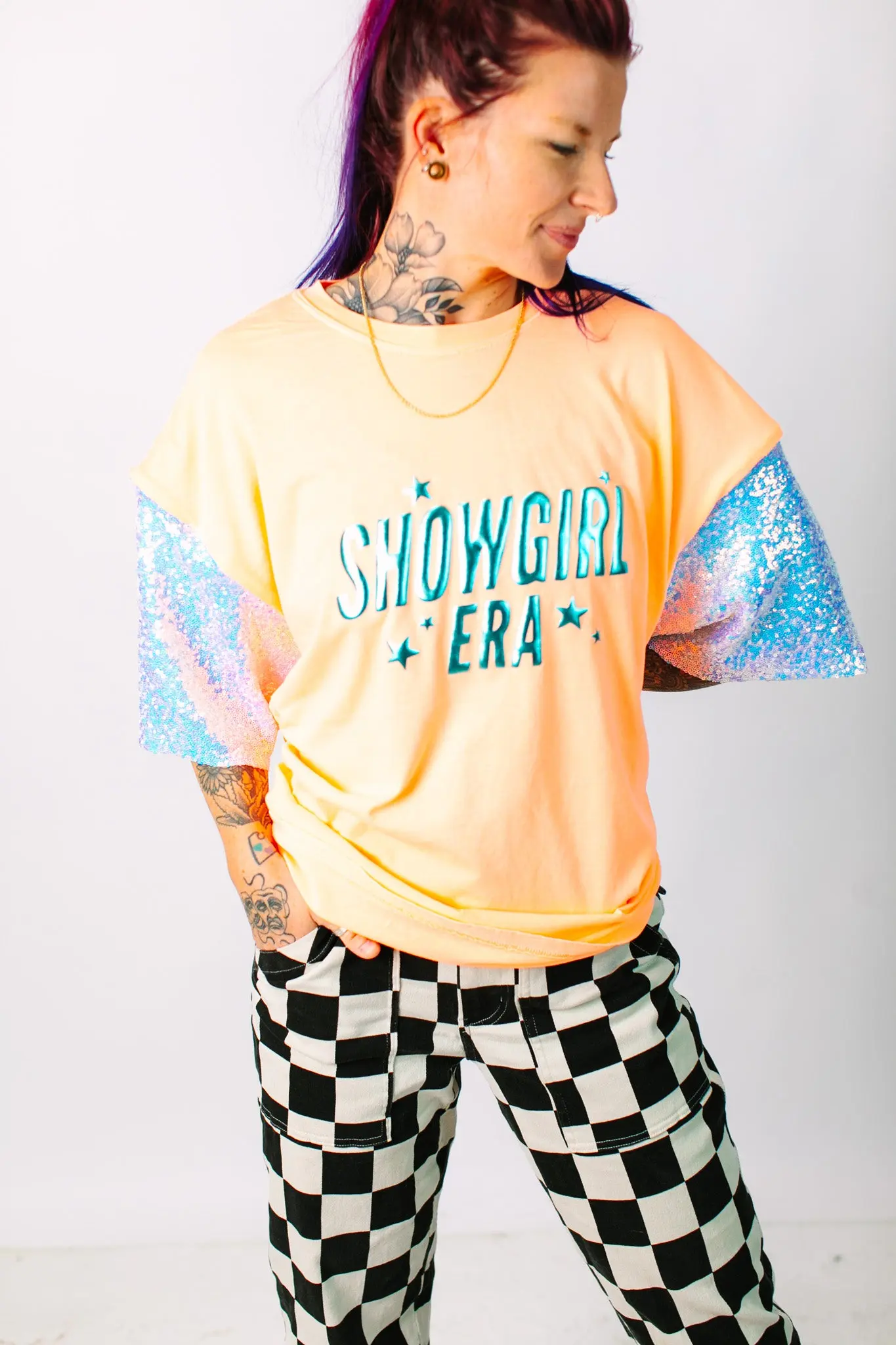 Showgirl Iridescent Sequin Party Tee - Image 5