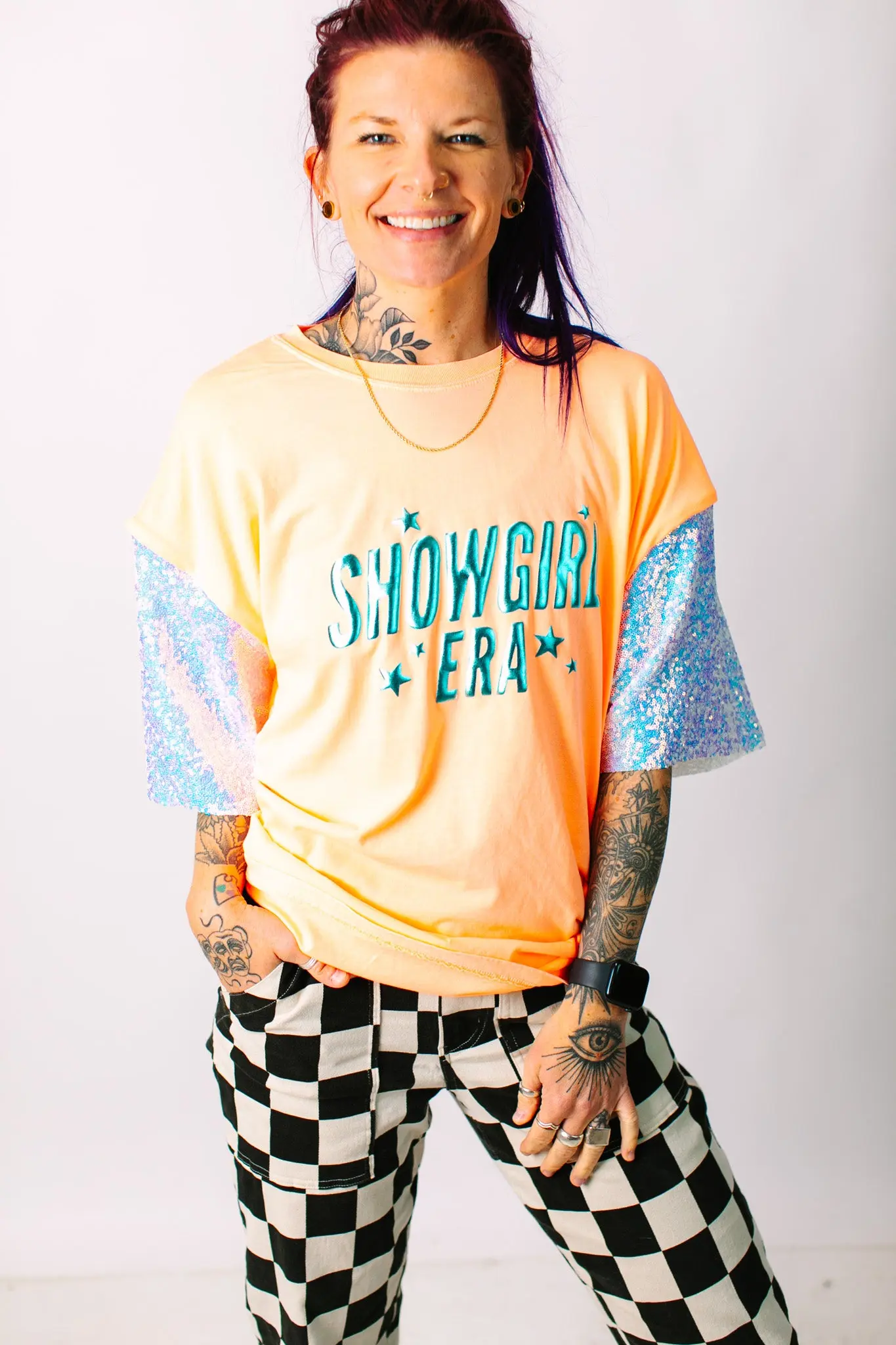 Showgirl Iridescent Sequin Party Tee - Image 6