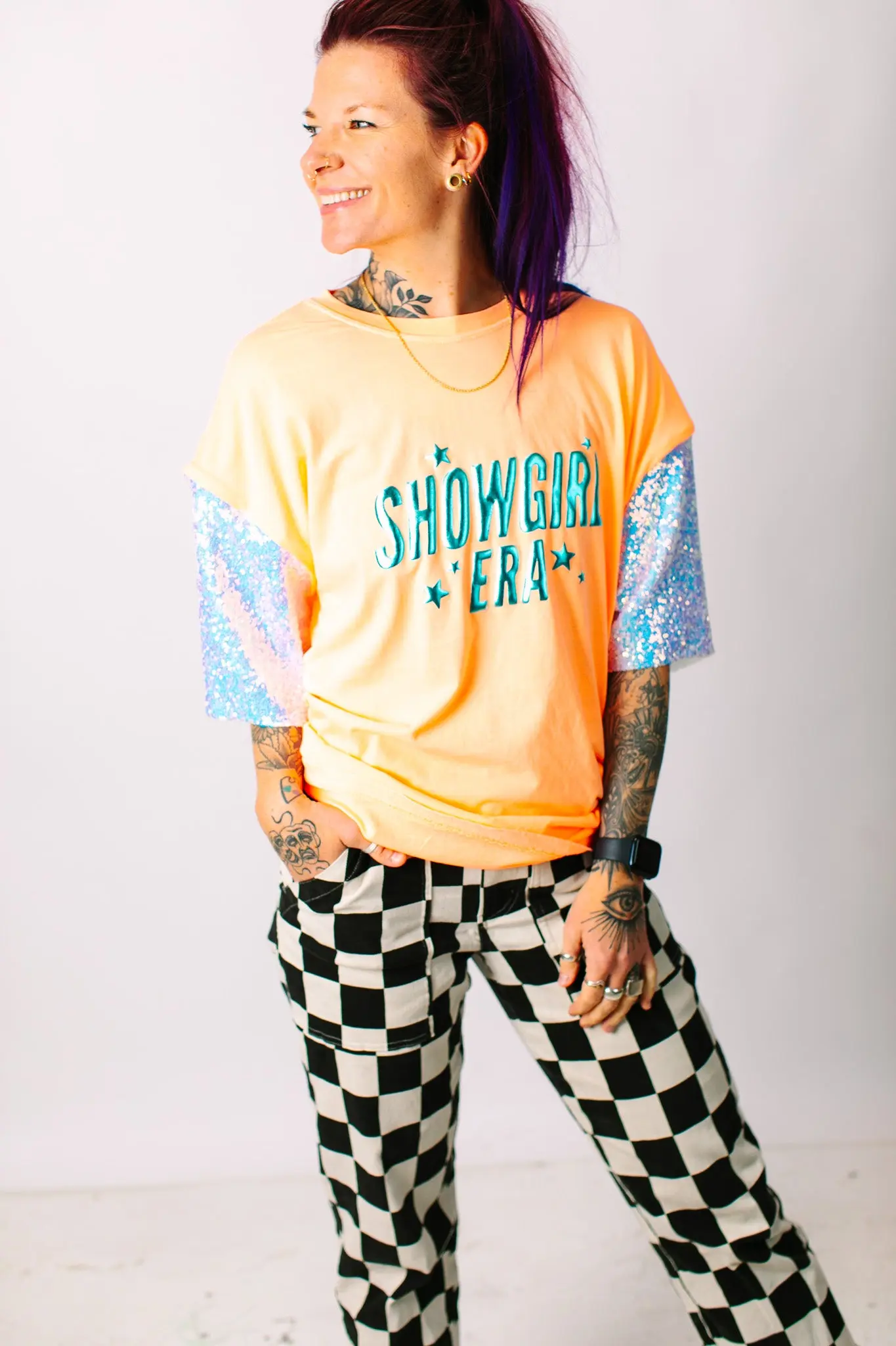 Showgirl Iridescent Sequin Party Tee - Image 7