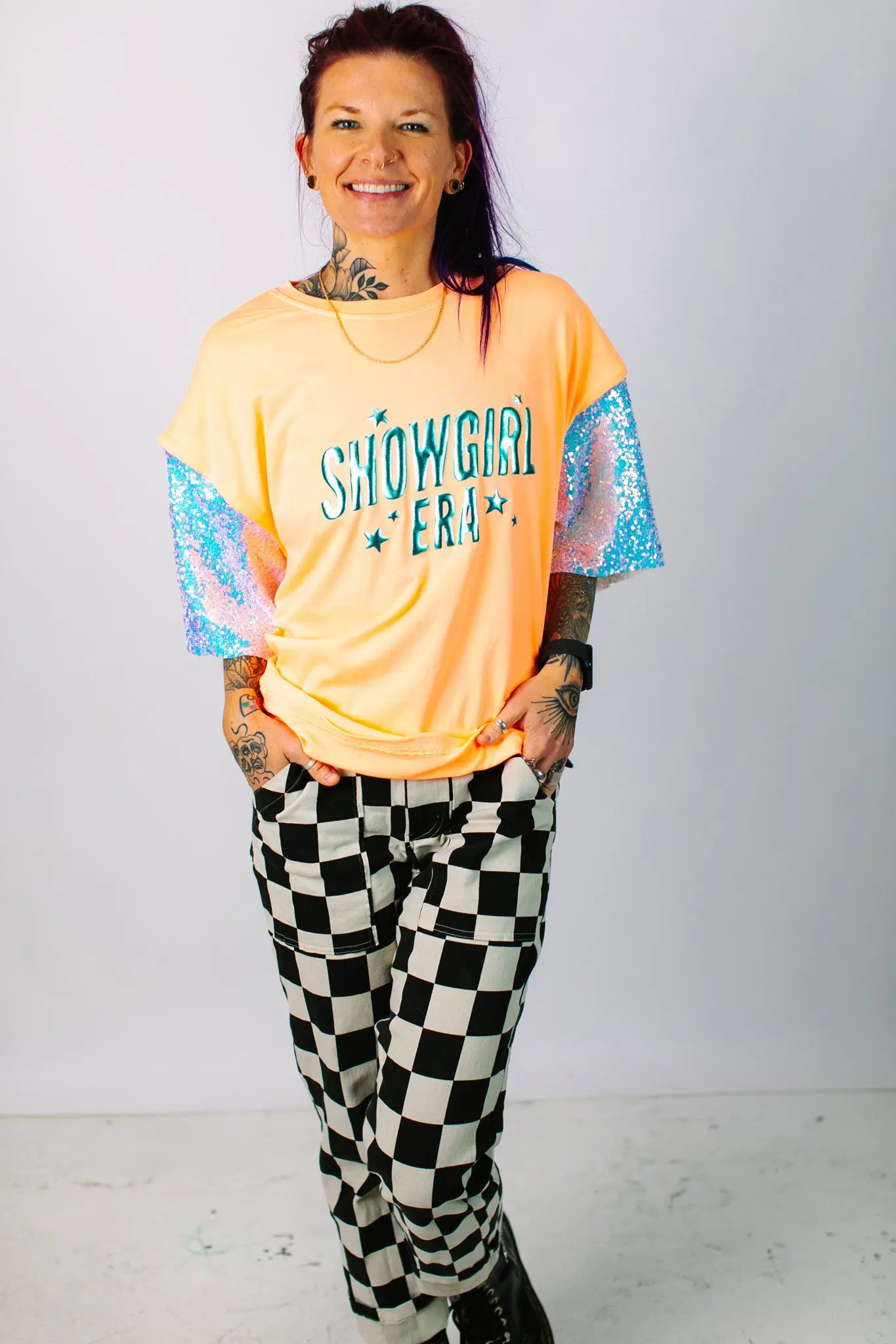 Showgirl Iridescent Sequin Party Tee - Image 8