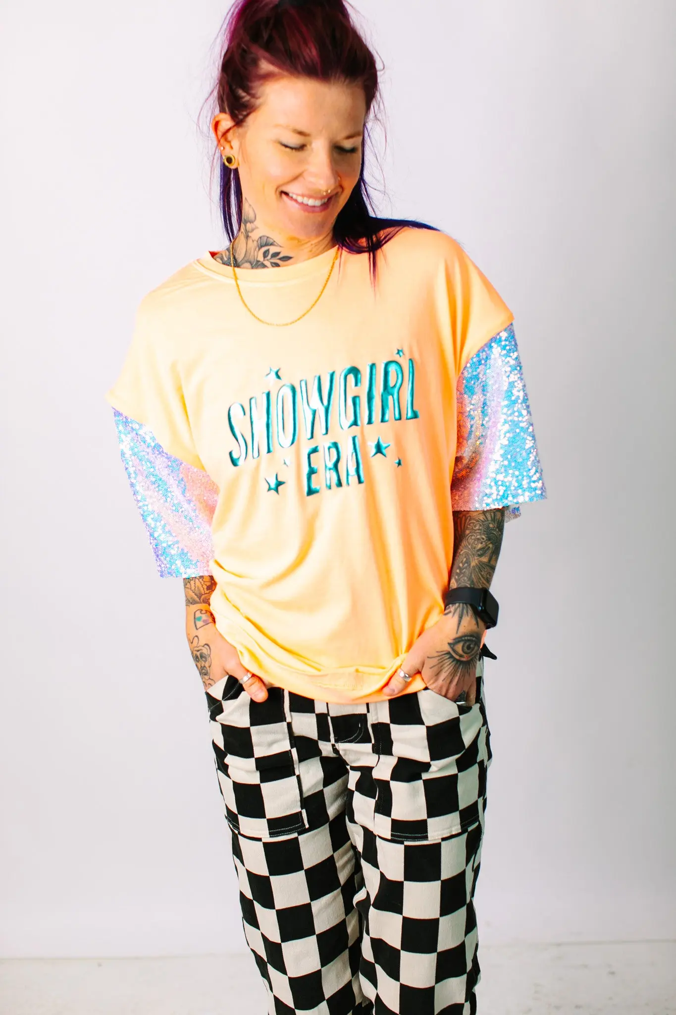 Showgirl Iridescent Sequin Party Tee - Image 9