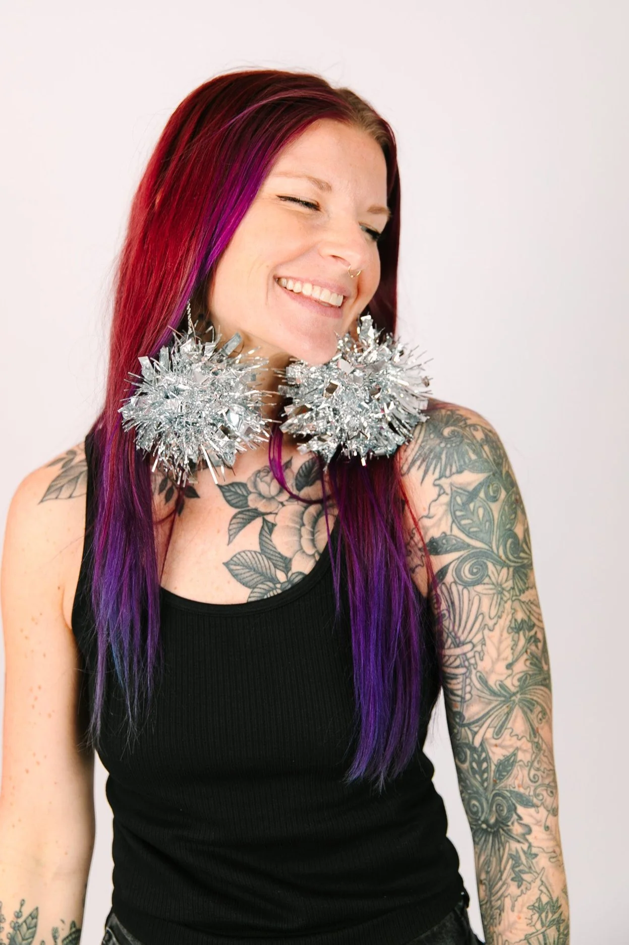 Silver Glitz Pom Pom Earrings - Image 10