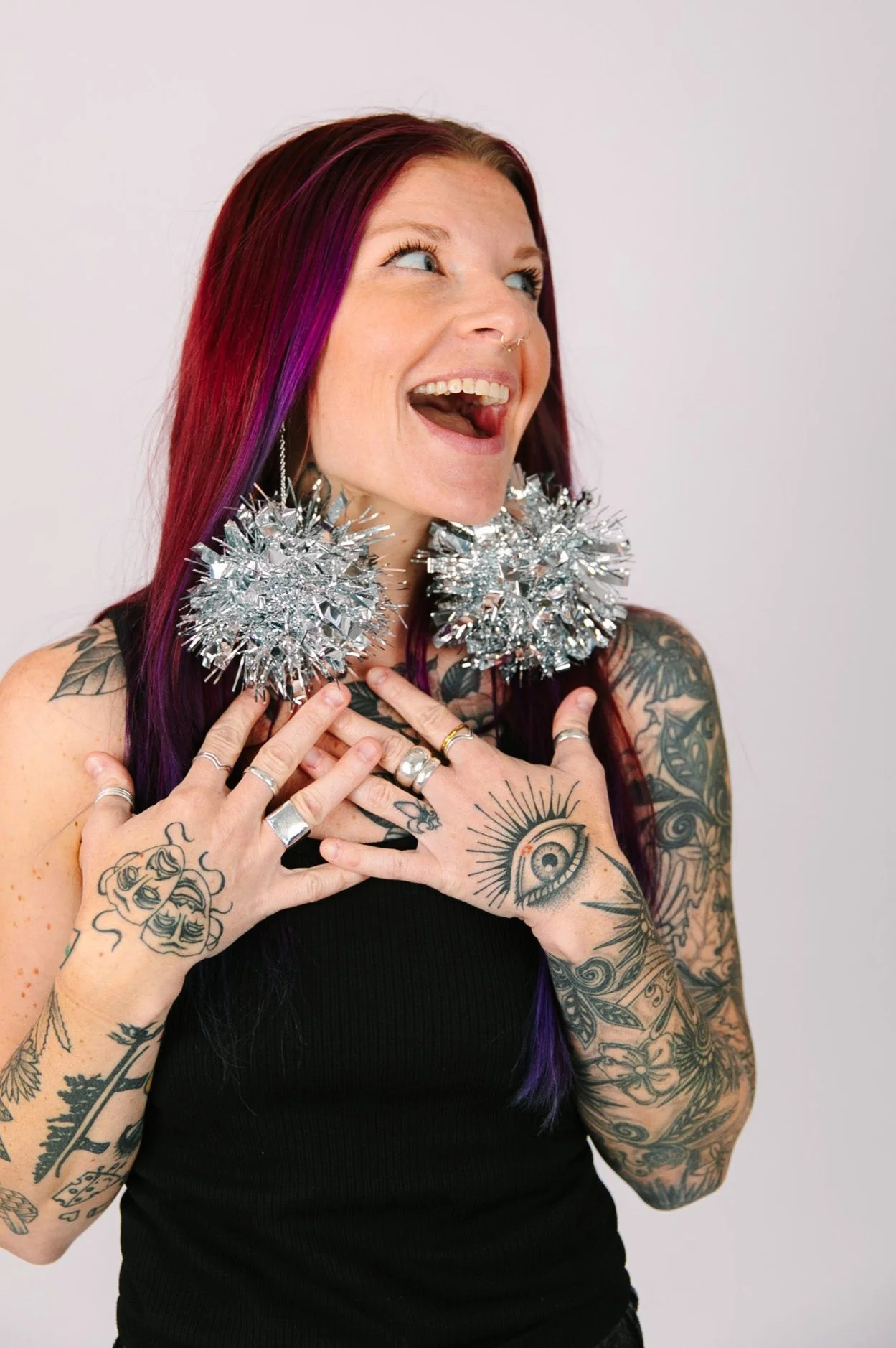 Silver Glitz Pom Pom Earrings - Image 13