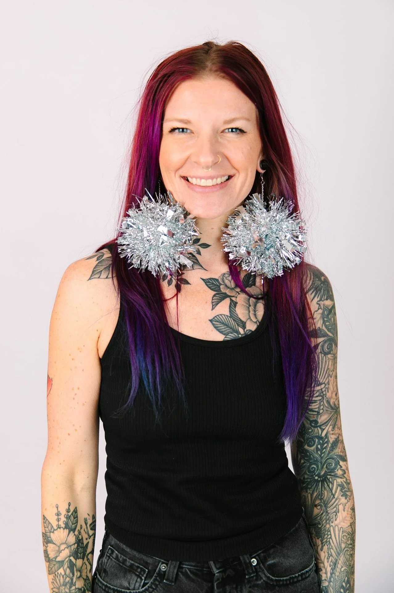 Silver Glitz Pom Pom Earrings - Image 5