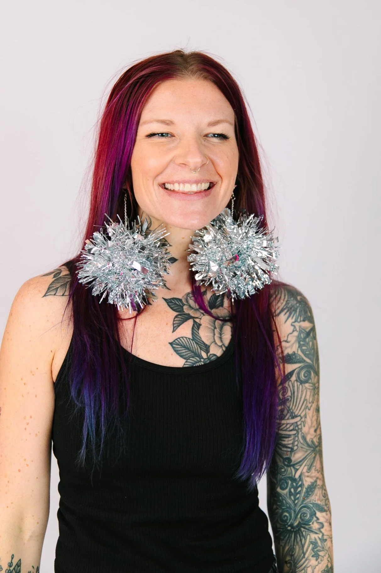 Silver Glitz Pom Pom Earrings - Image 9