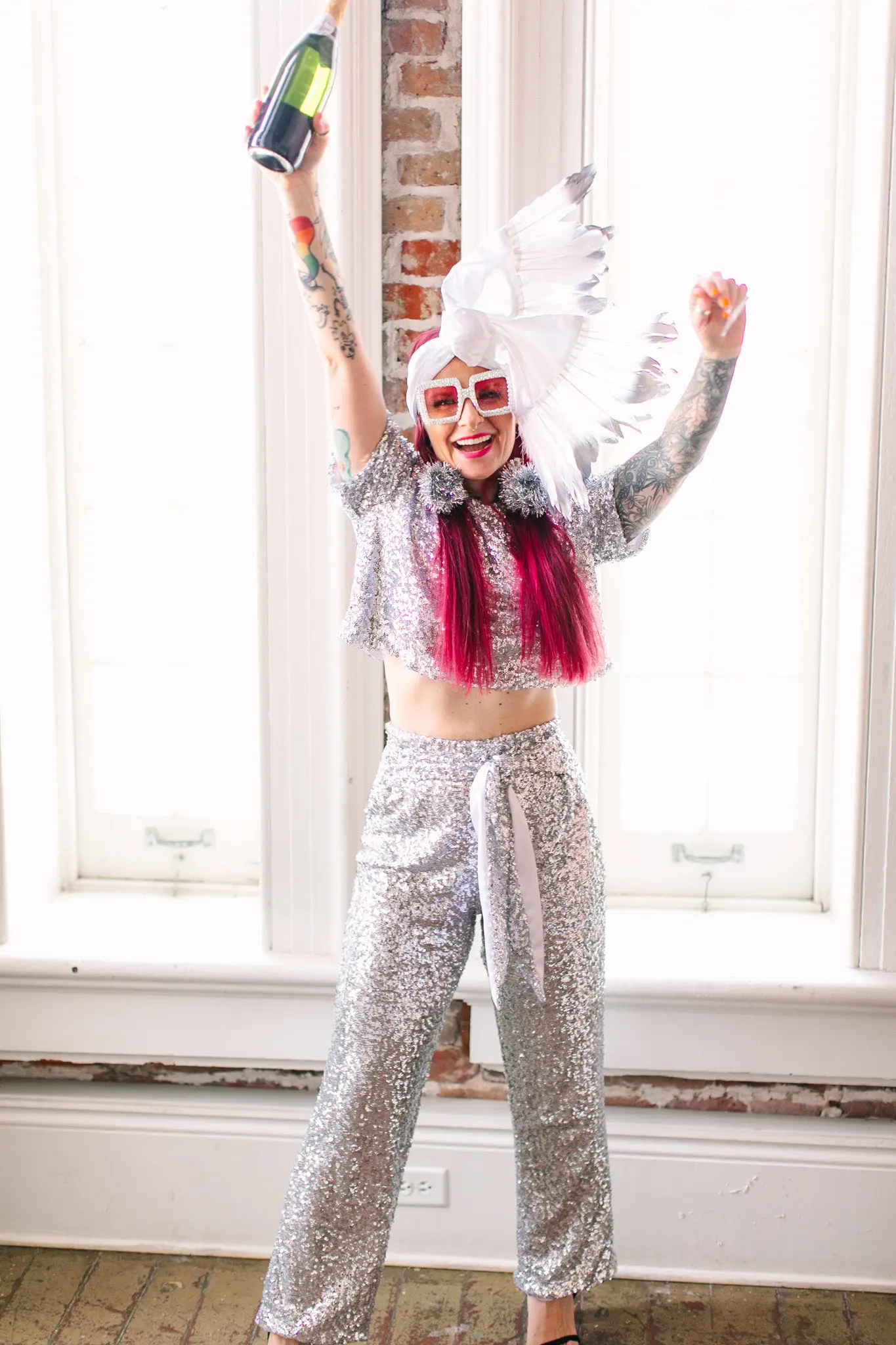 Silver High Waisted Sequin Party Pant