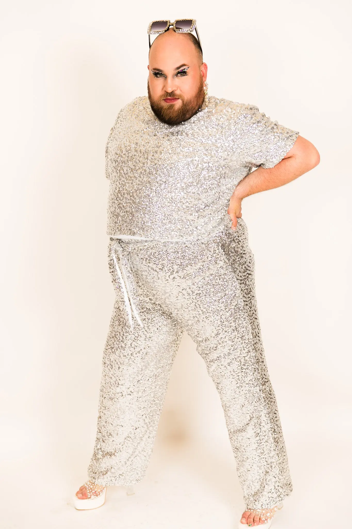 Silver High Waisted Sequin Party Pant - Image 2