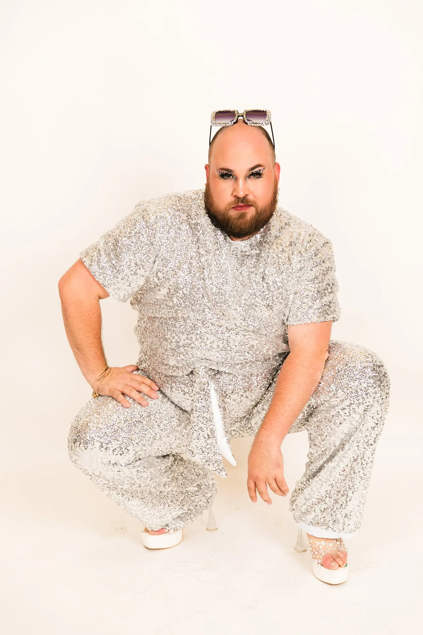 Silver High Waisted Sequin Party Pant - Image 5