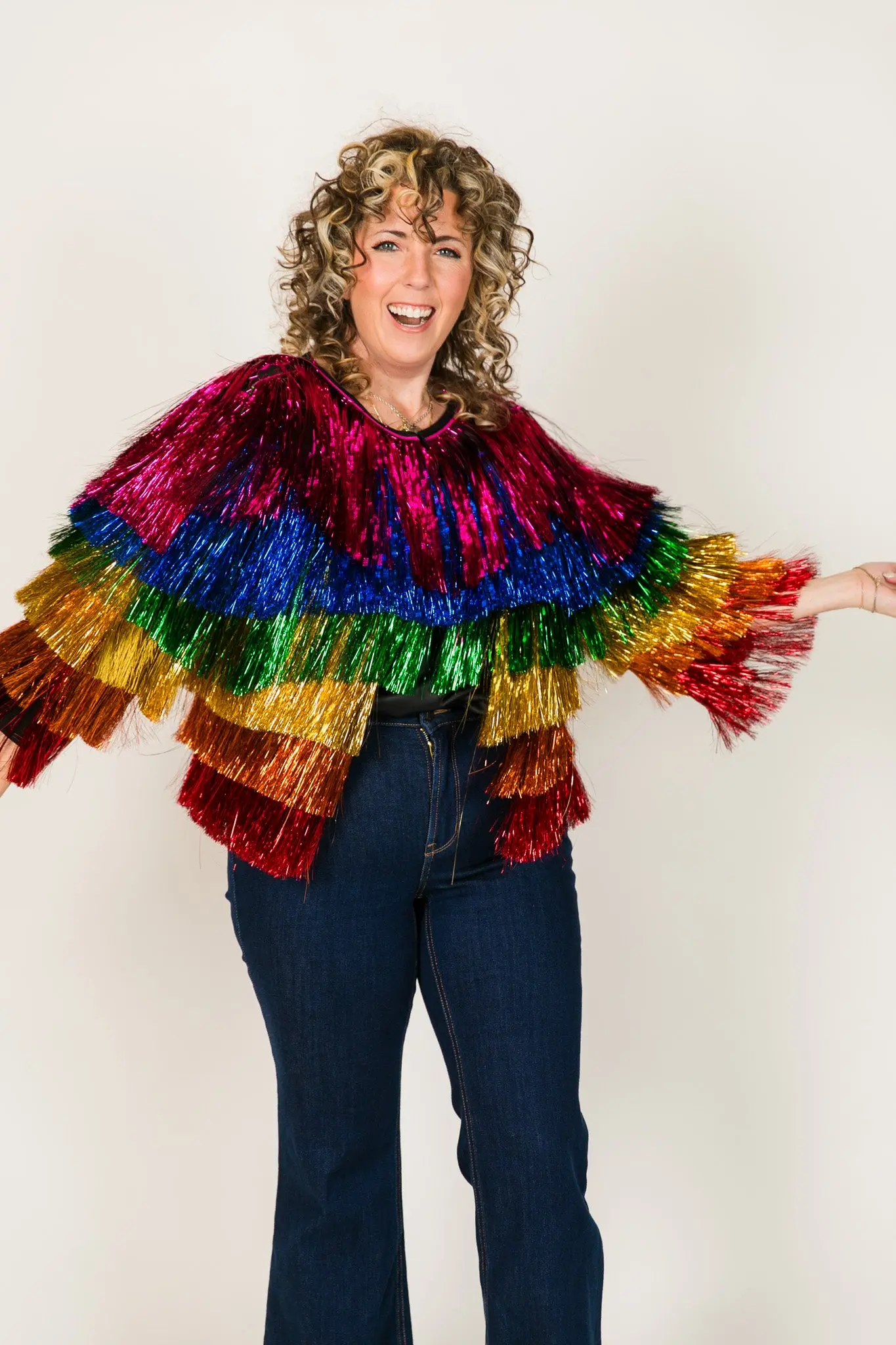The Rebel Rainbow Tinsel Fringe Jacket