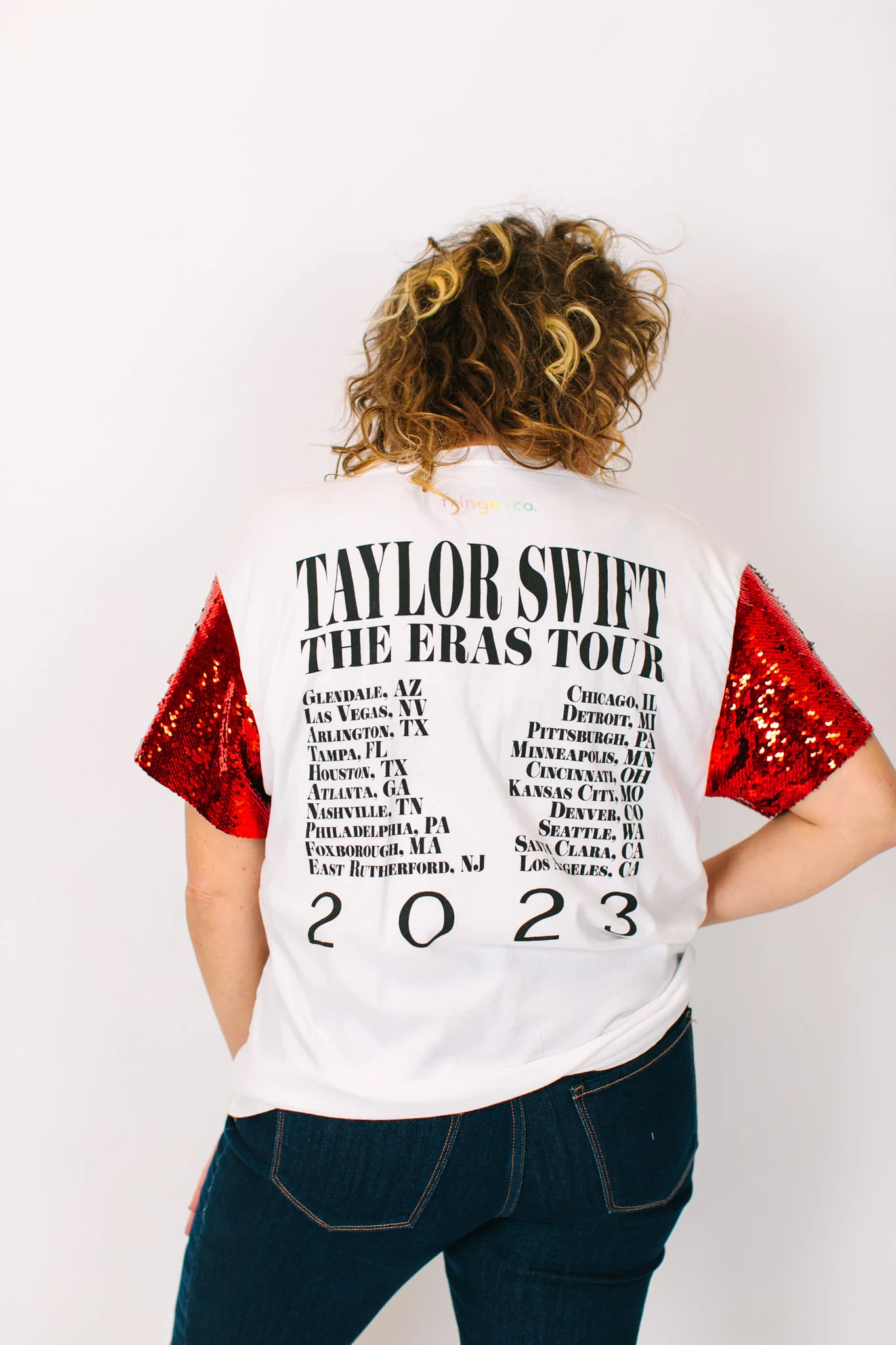 TSwift Eras Tour Red Sequin Party Tee - Image 2