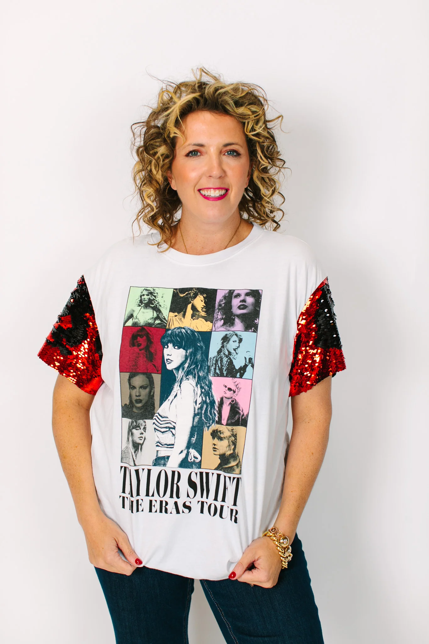 TSwift Eras Tour Red Sequin Party Tee - Image 3