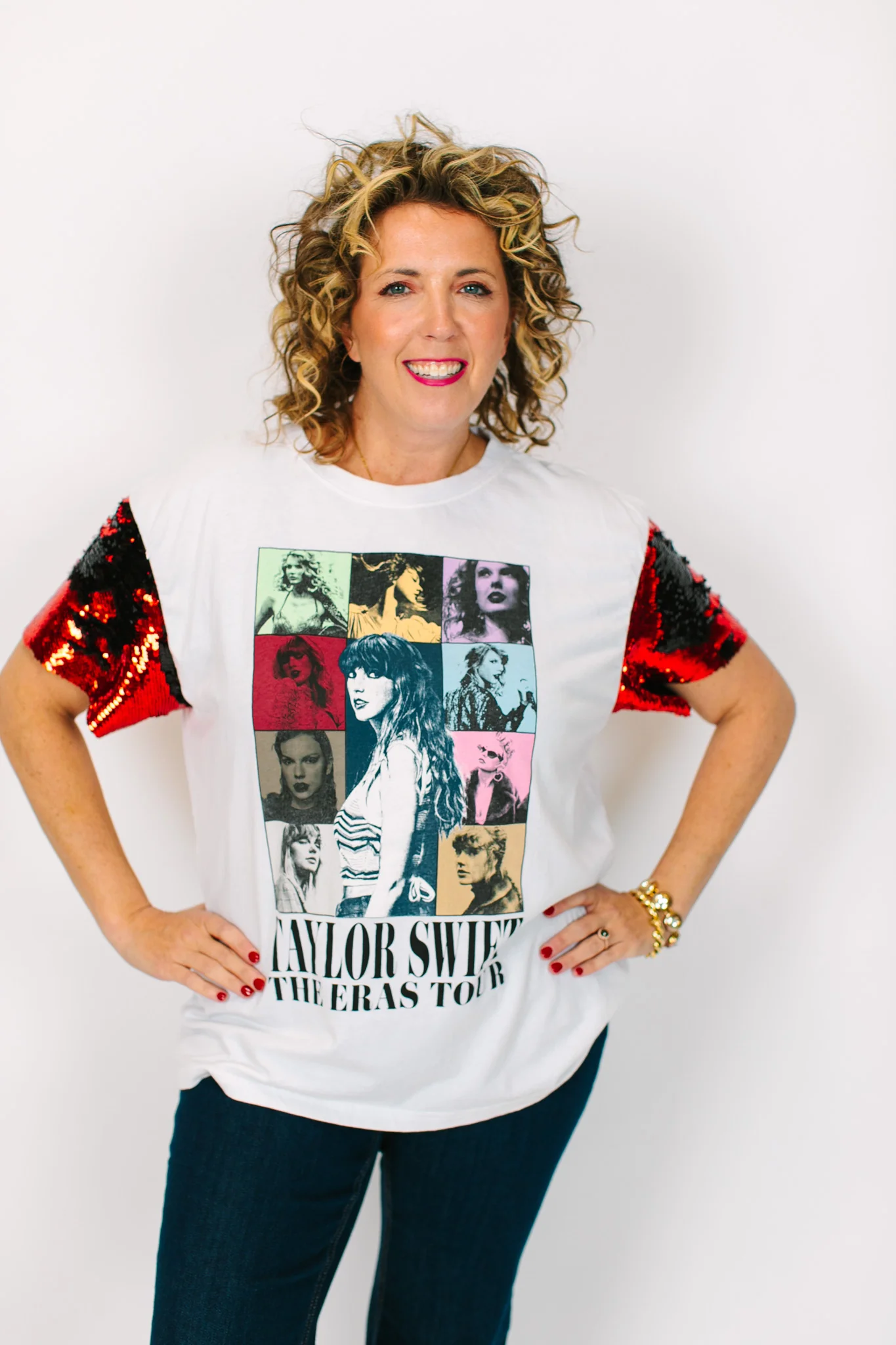 TSwift Eras Tour Red Sequin Party Tee - Image 4