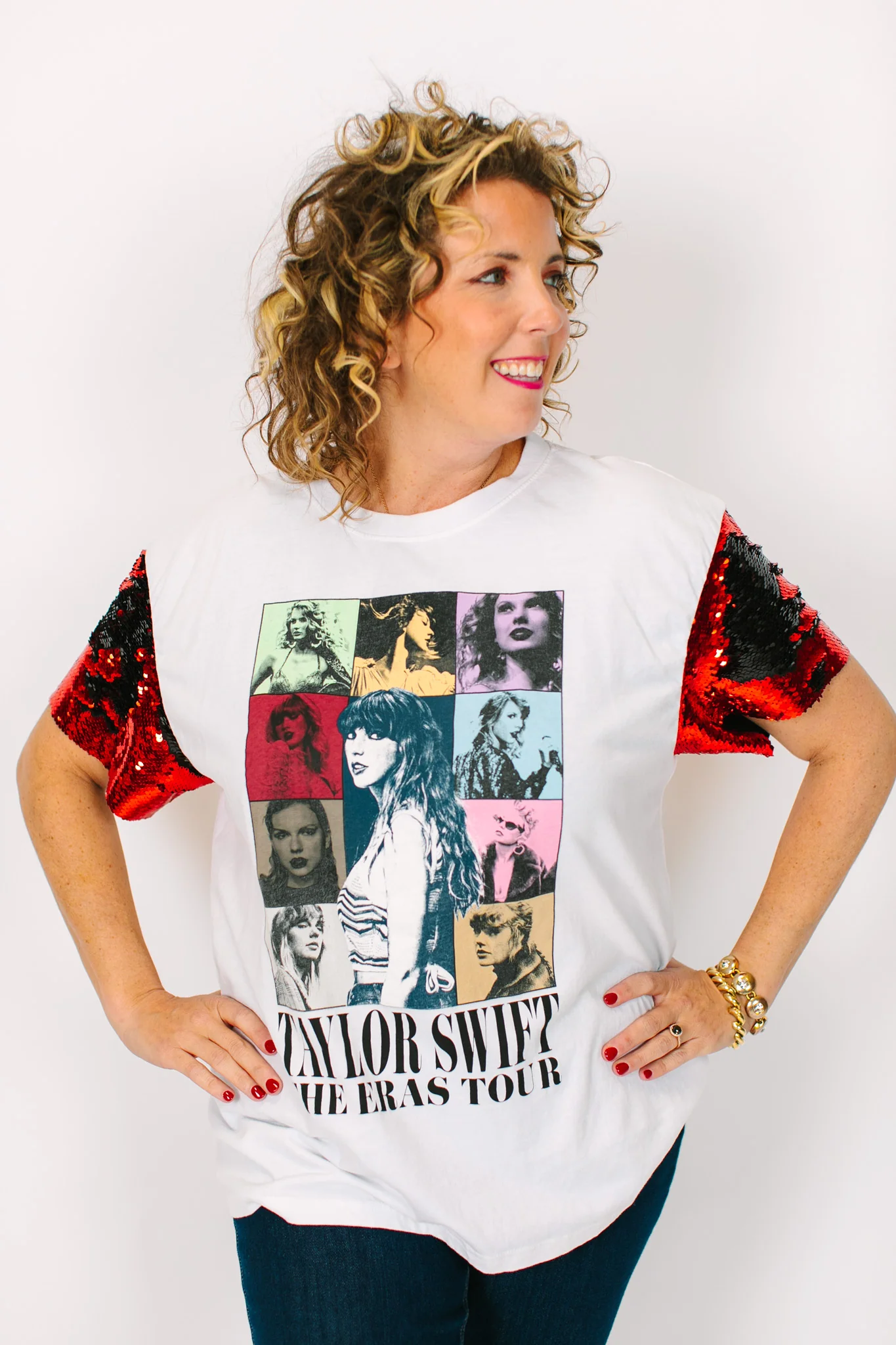 TSwift Eras Tour Red Sequin Party Tee - Image 5
