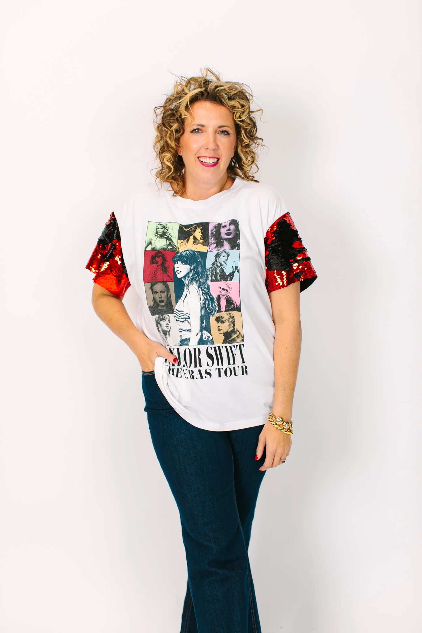 TSwift Eras Tour Red Sequin Party Tee - Image 8