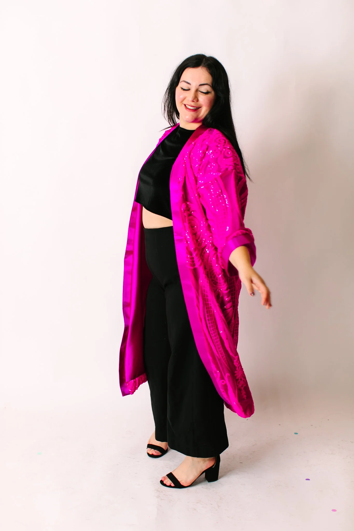 Vibrant Fuchsia Embroidered Duster - Image 12