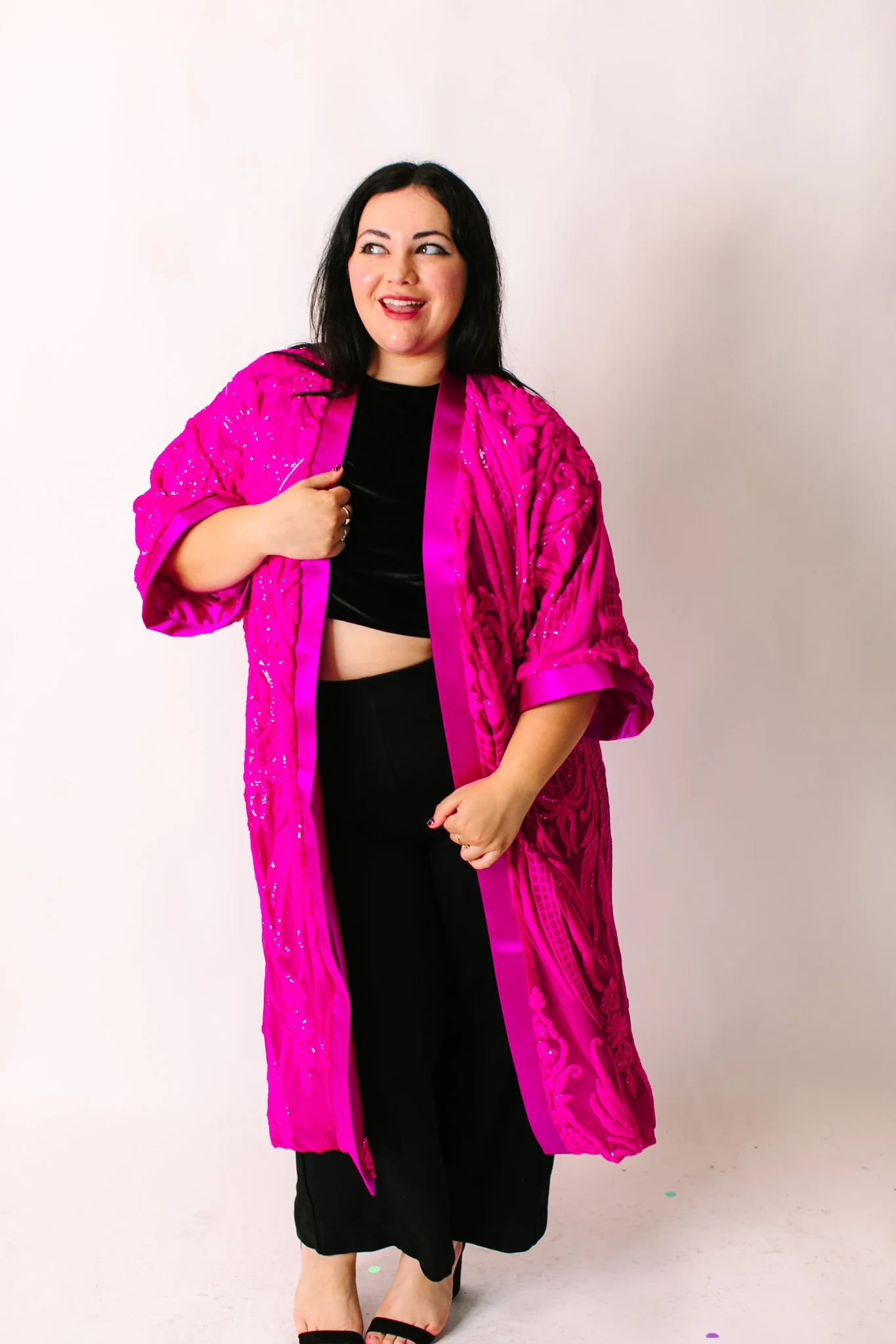 Vibrant Fuchsia Embroidered Duster - Image 3