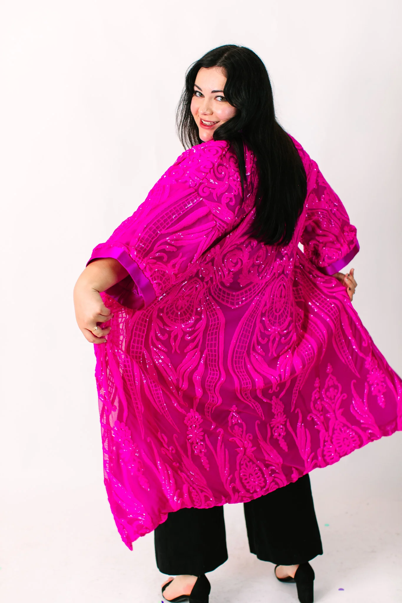 Vibrant Fuchsia Embroidered Duster - Image 6