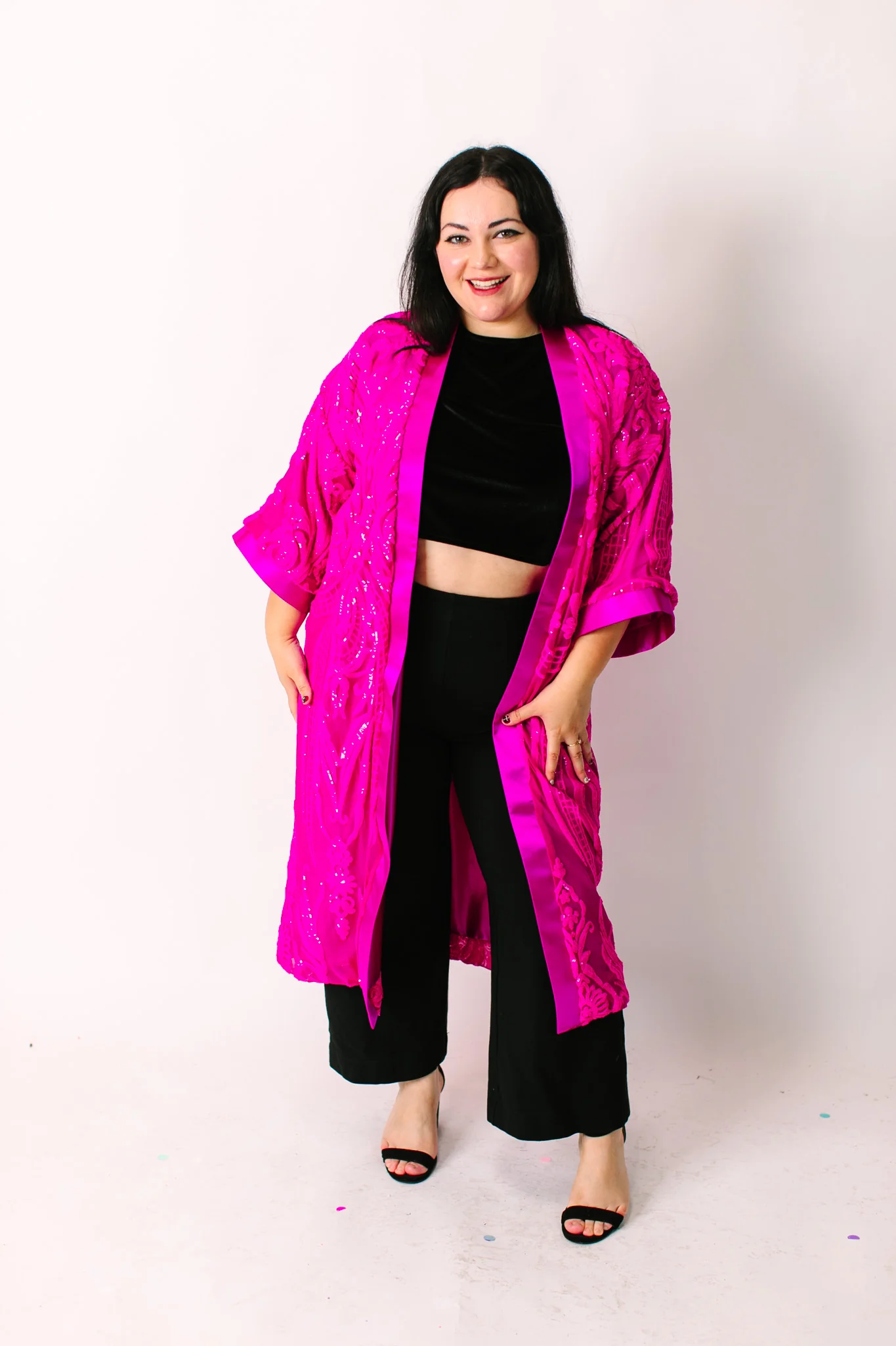 Vibrant Fuchsia Embroidered Duster - Image 9