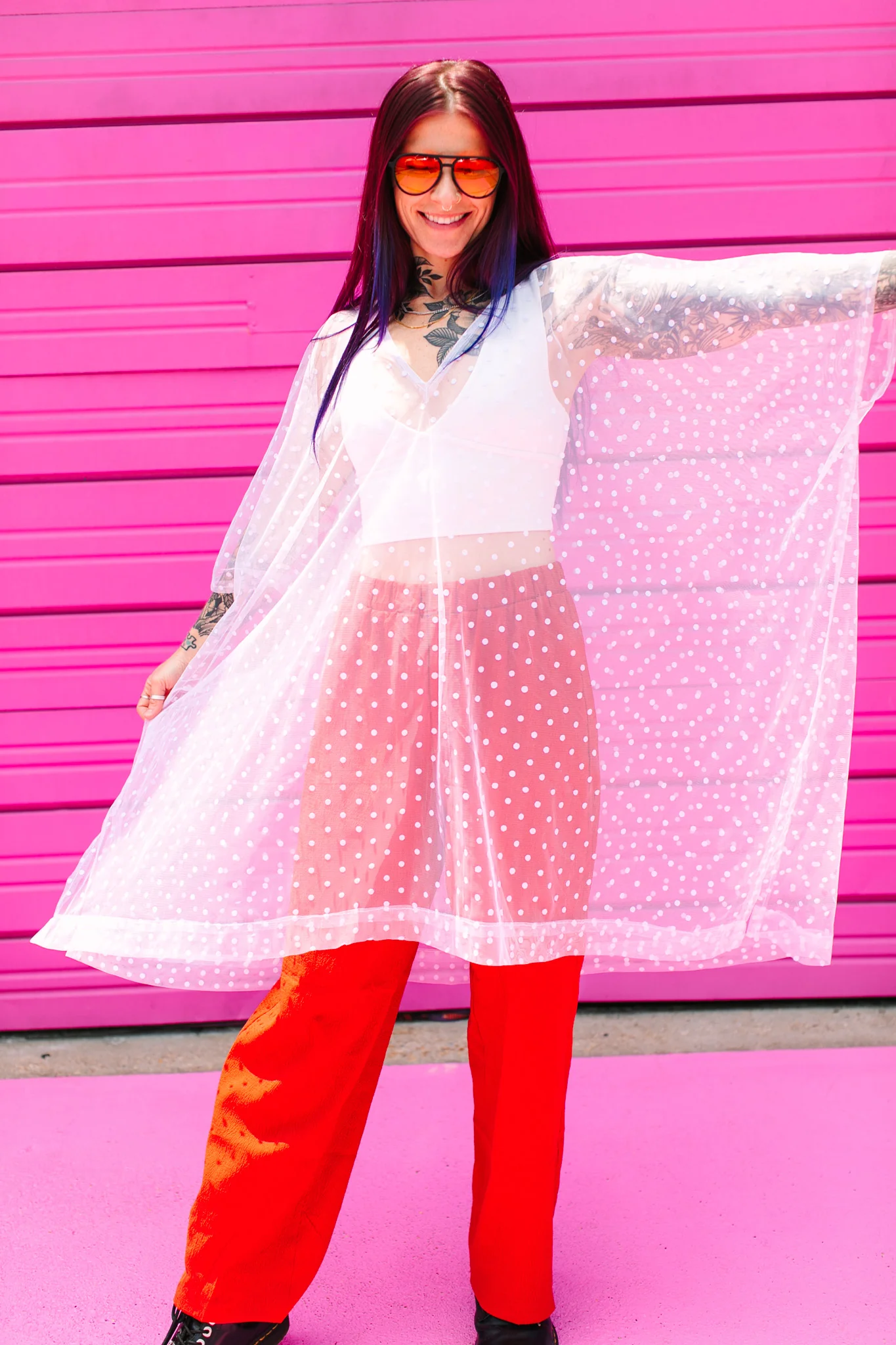 White Polka Dot Sheer Mid Caftan - Image 10