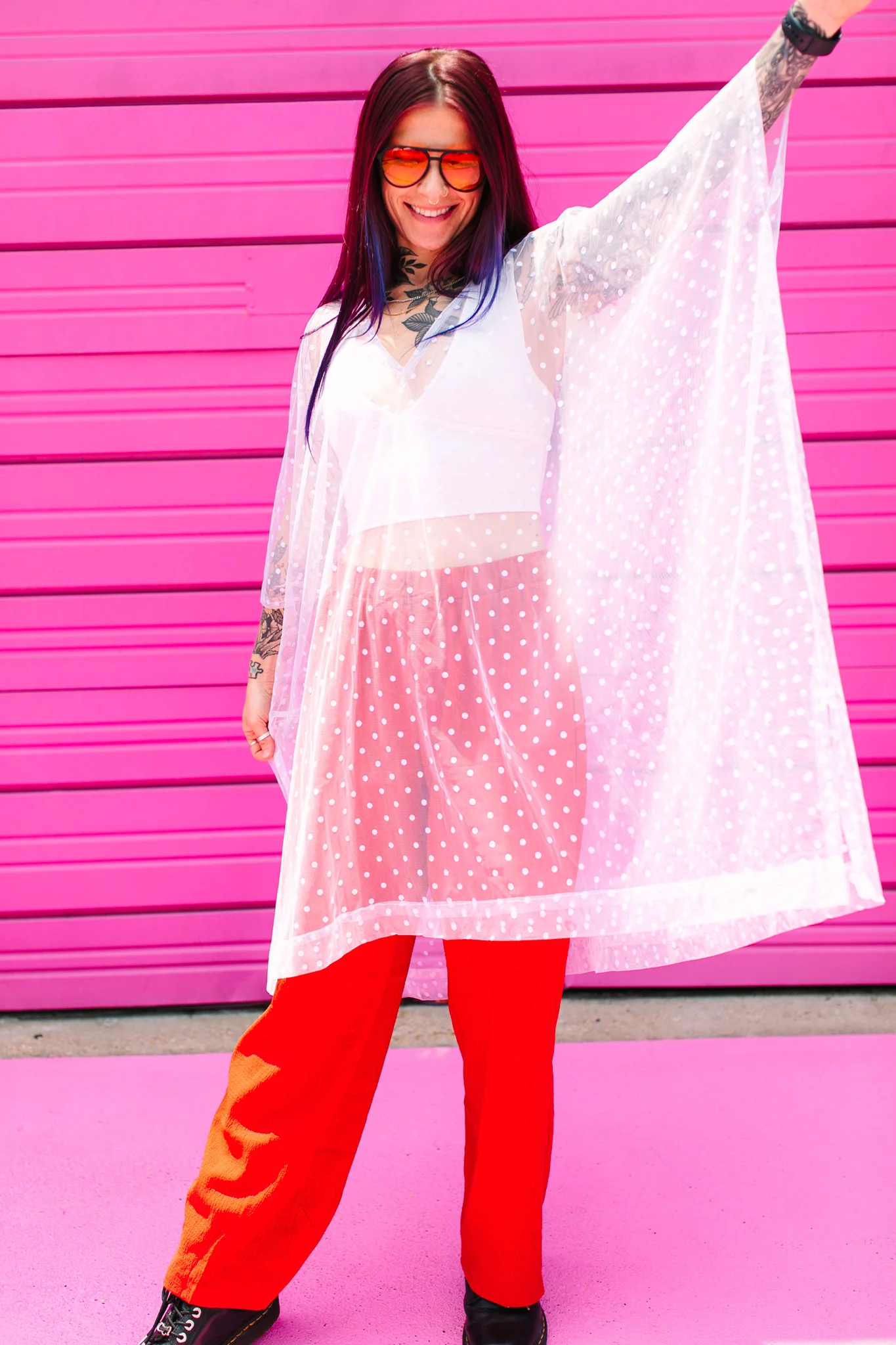 White Polka Dot Sheer Mid Caftan - Image 11