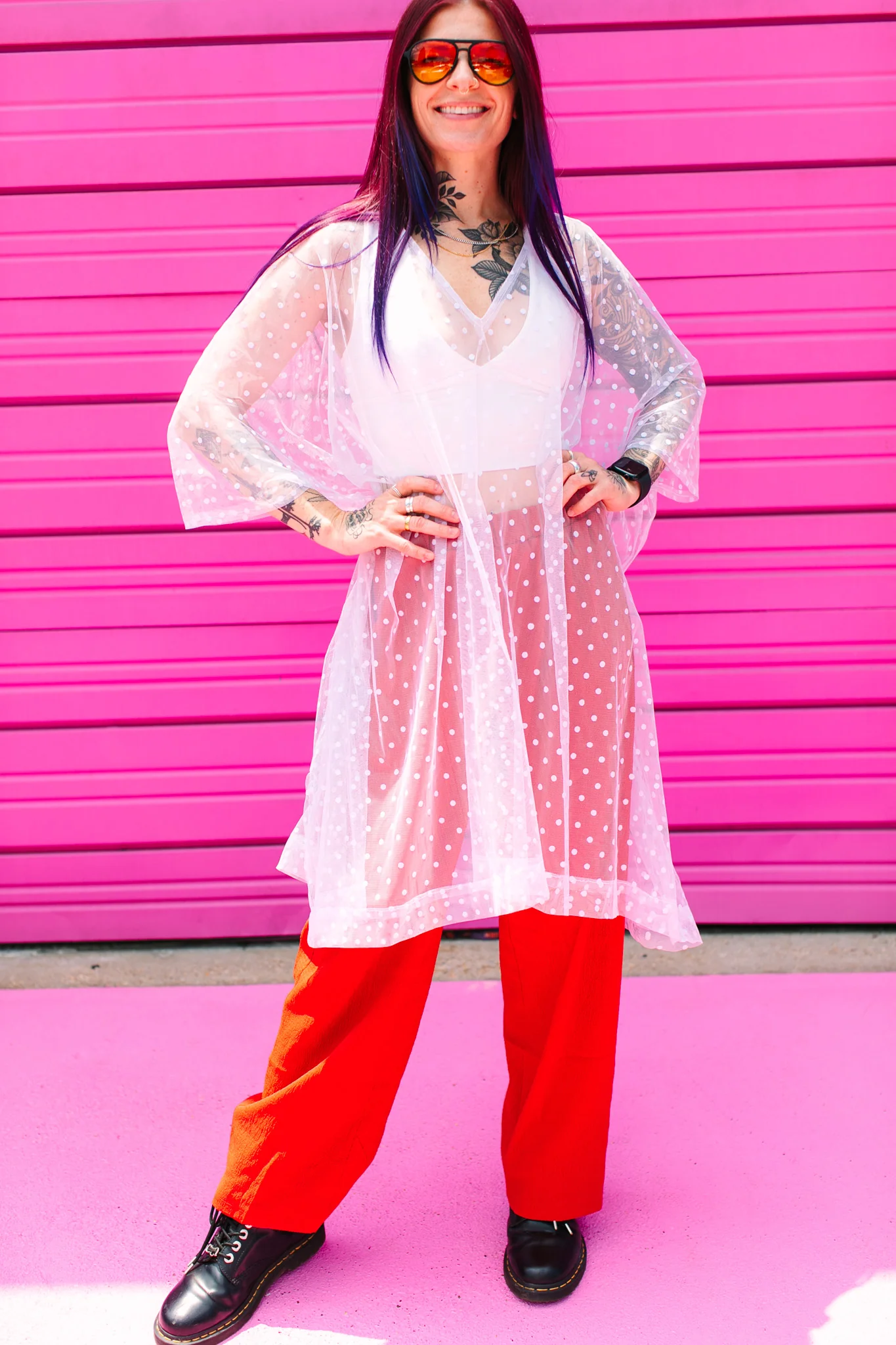 White Polka Dot Sheer Mid Caftan - Image 5