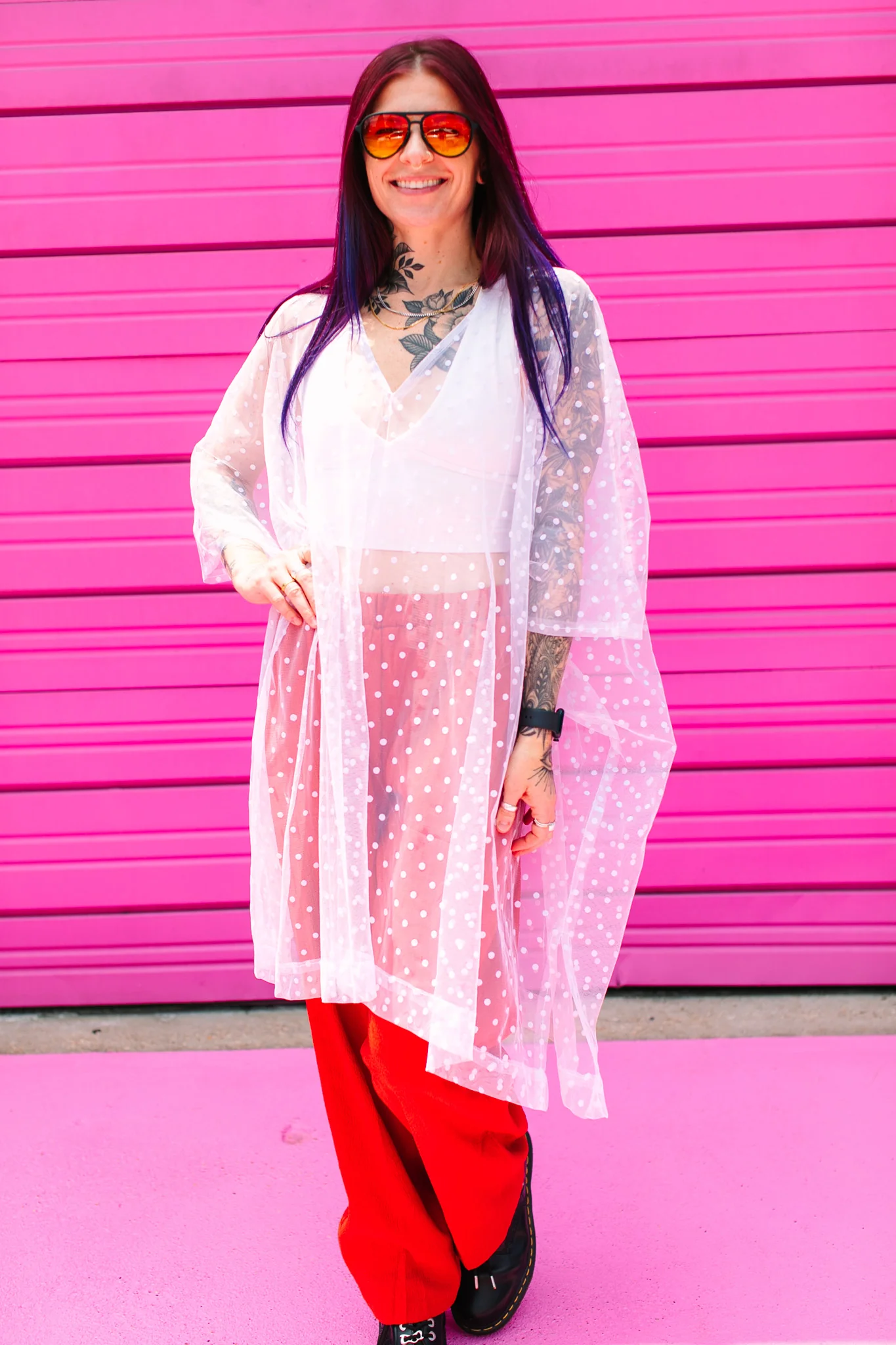 White Polka Dot Sheer Mid Caftan - Image 6