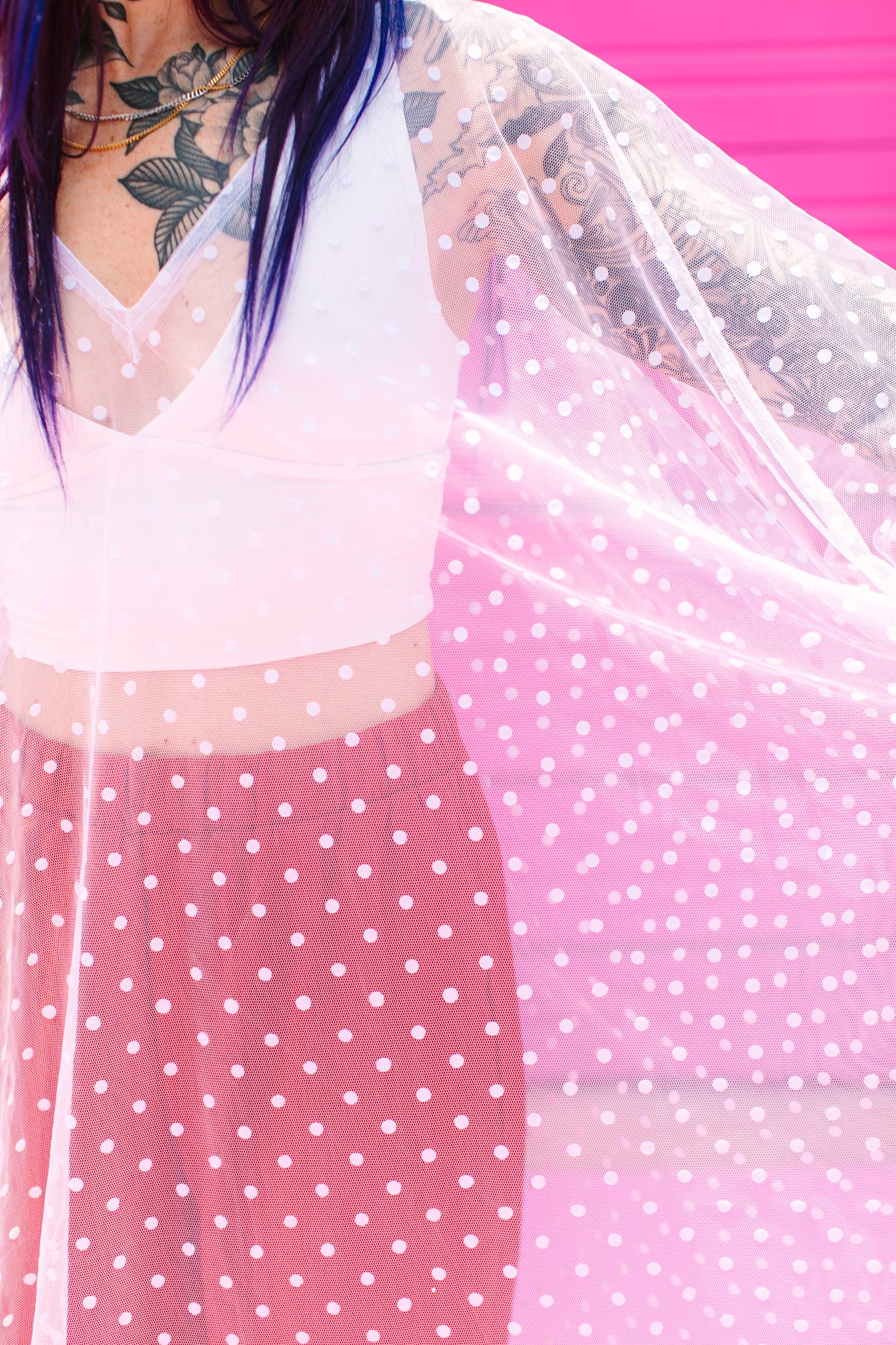White Polka Dot Sheer Mid Caftan - Image 7