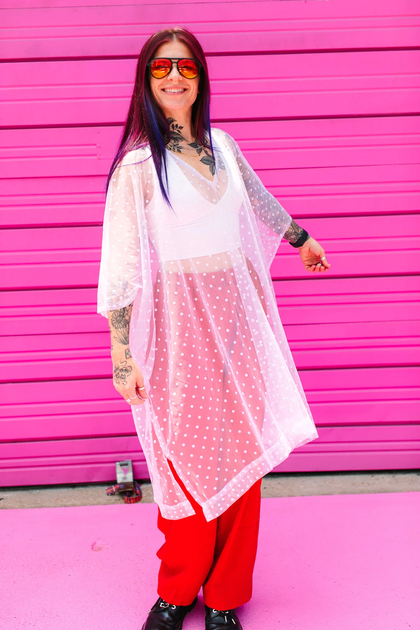 White Polka Dot Sheer Mid Caftan - Image 9